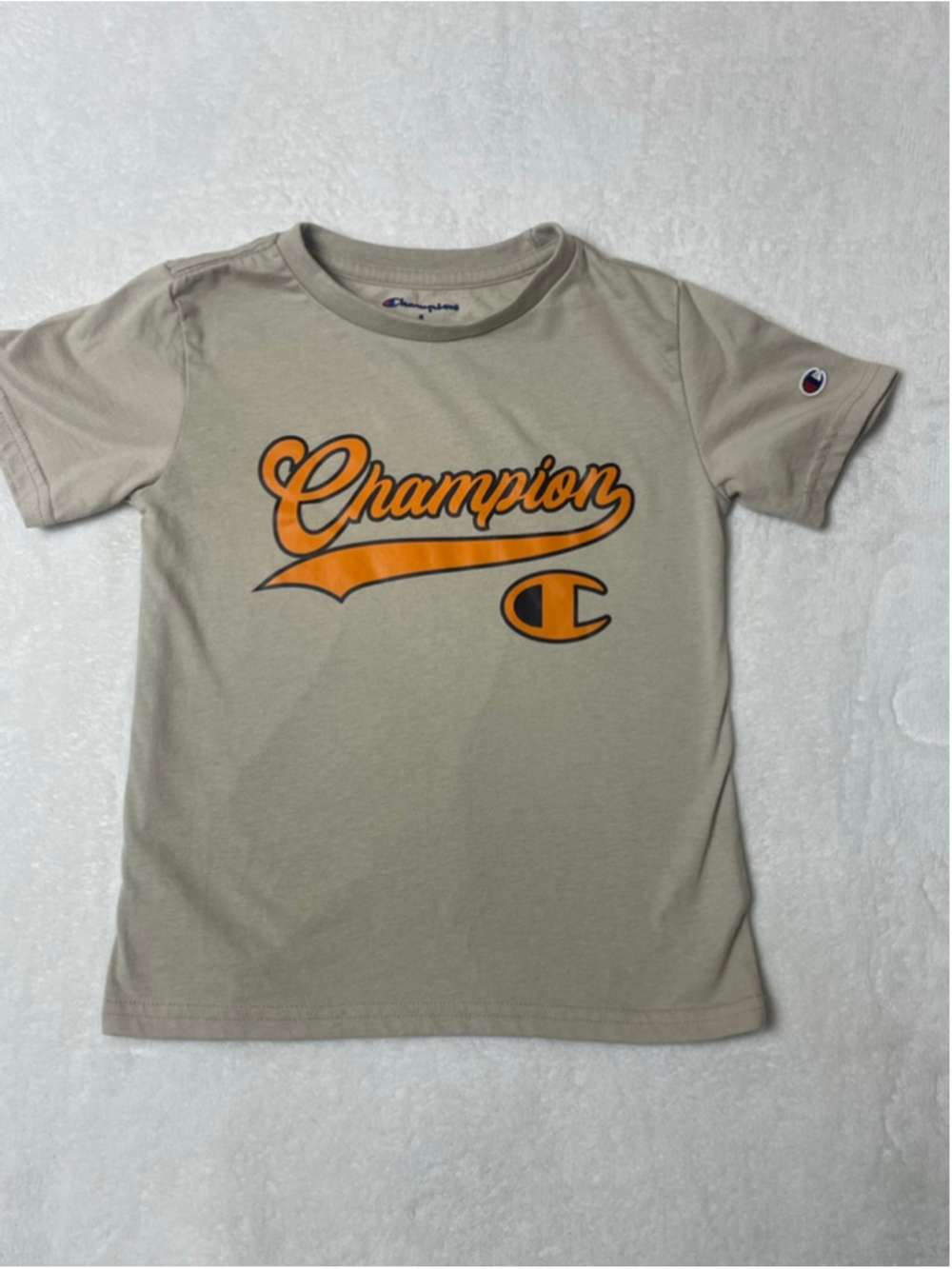 Boys Champion Short Sleeve Tee Size 5 Beige Orange